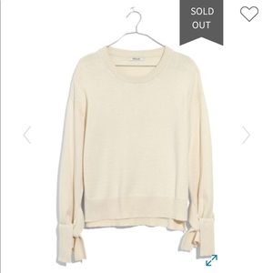 Madewell Tie Cuff Pullover in Cream